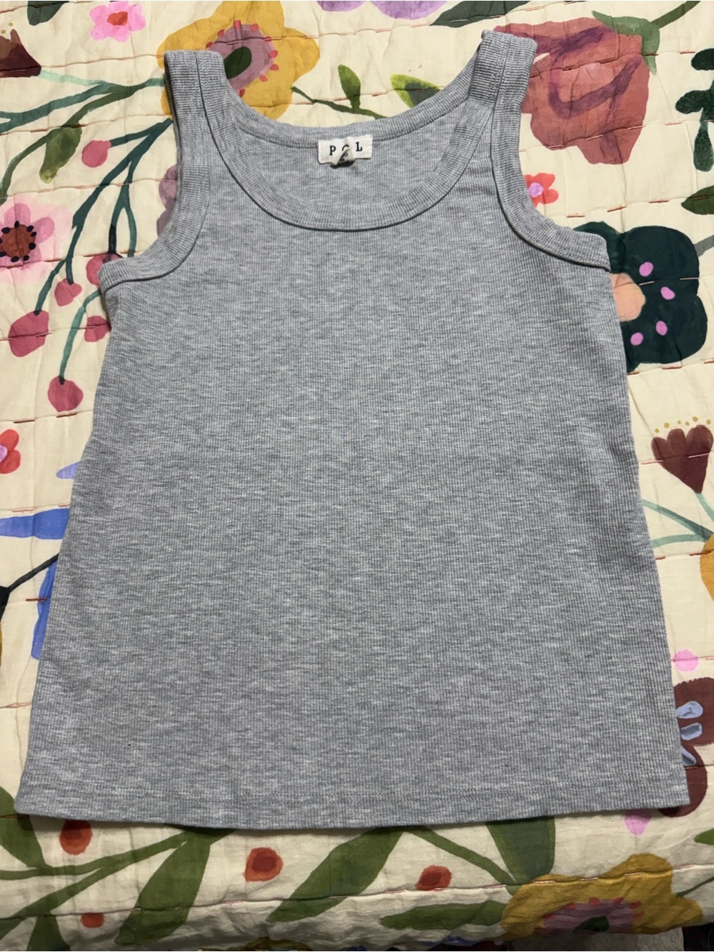 POL Light Gray Ribbed Tank Top